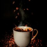 White ceramic cup with coffee