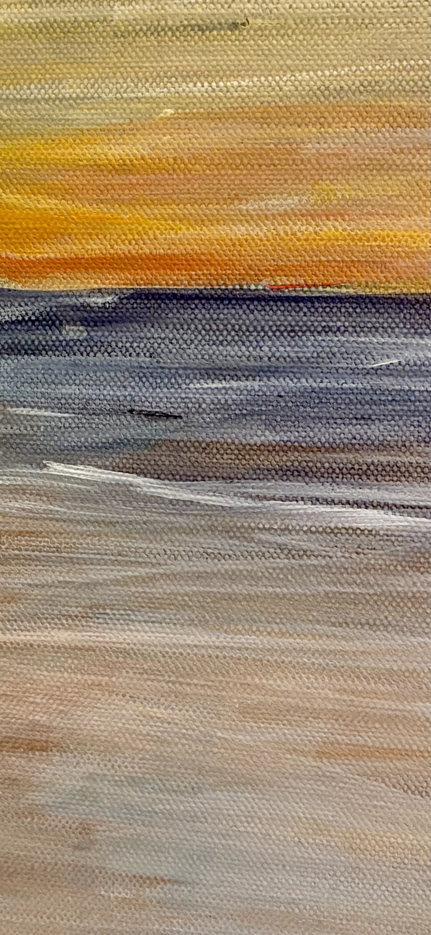 Close up picture of a seascape painting. 